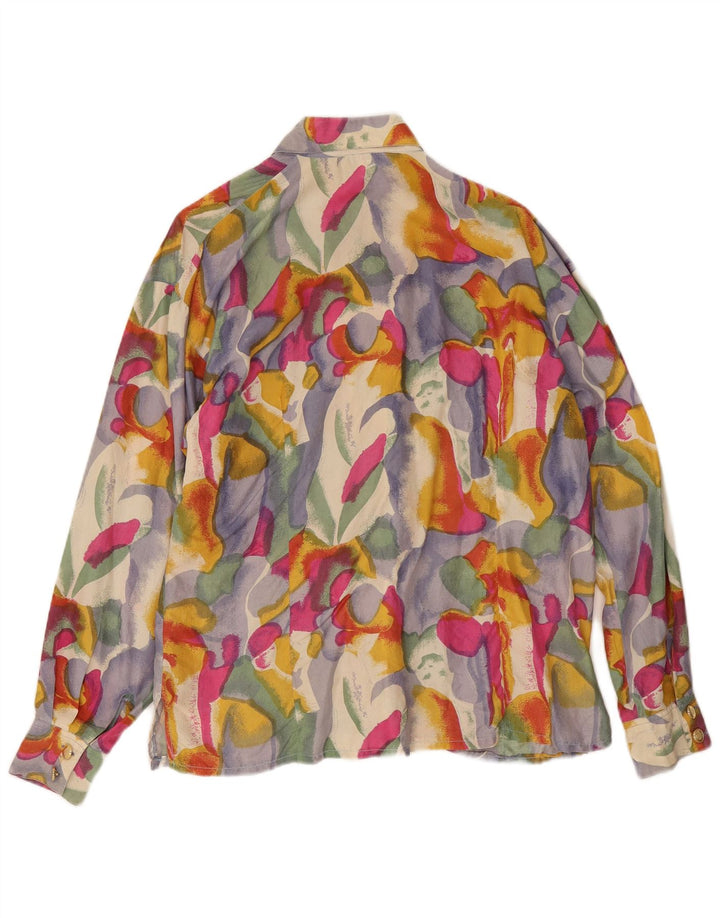 Egoiste Γυναικείο πουκάμισο με αφηρημένο σχέδιο μπλούζα UK 14 Μεγάλο πολύχρωμο μετάξι