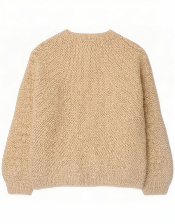 Γυναικείο πουλόβερ με ζακέτα Vintage UK 14 Medium Off White Novelty