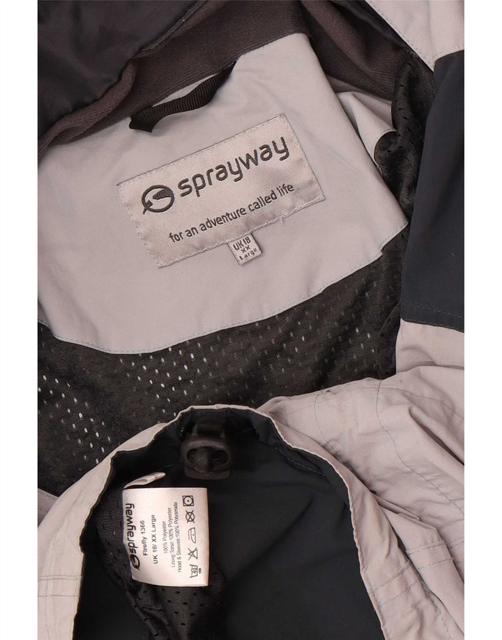 Sprayway Γυναικείο μπουφάν βροχής μεγάλου μεγέθους με κουκούλα UK 18 XL Grey Colourblock