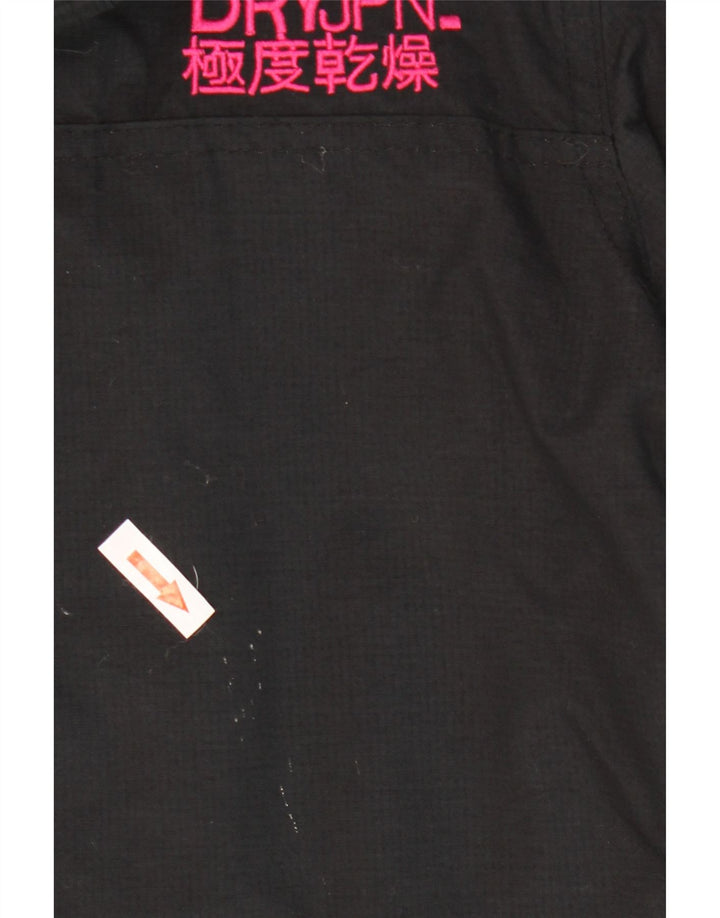 Superdry Γυναικείο Windmac Hooded Windbreaker Jacket UK 16 Large Black Nylon