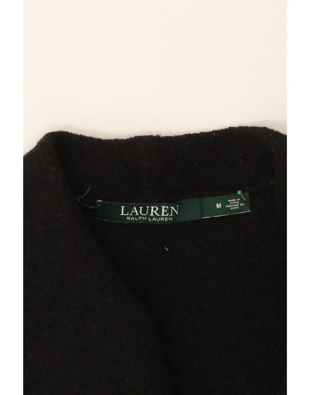 RALPH LAUREN Womens Open Cardigan Sweater UK 12 Medium Black Wool Vintage Ralph Lauren and Second-Hand Ralph Lauren from Messina Hembry 