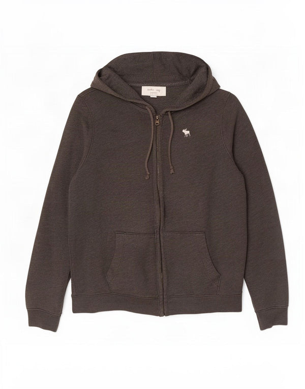 Ανδρικό πουλόβερ με κουκούλα με φερμουάρ Abercrombie & Fitch XL Βαμβακερό γκρι