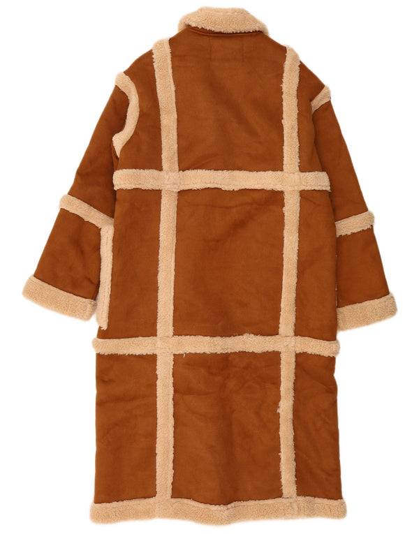 K. ZELL Γυναικείο παλτό Sherpa Loose Fit UK 14 Μεσαίο καφέ γεωμετρικό