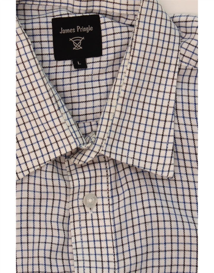 JAMES PRINGLE Mens Flannel Shirt Large White Check Vintage James Pringle and Second-Hand James Pringle from Messina Hembry 