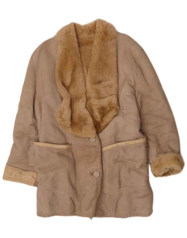 Vintage γυναικείο παλτό Shearling UK 14 Medium Beige Shearling