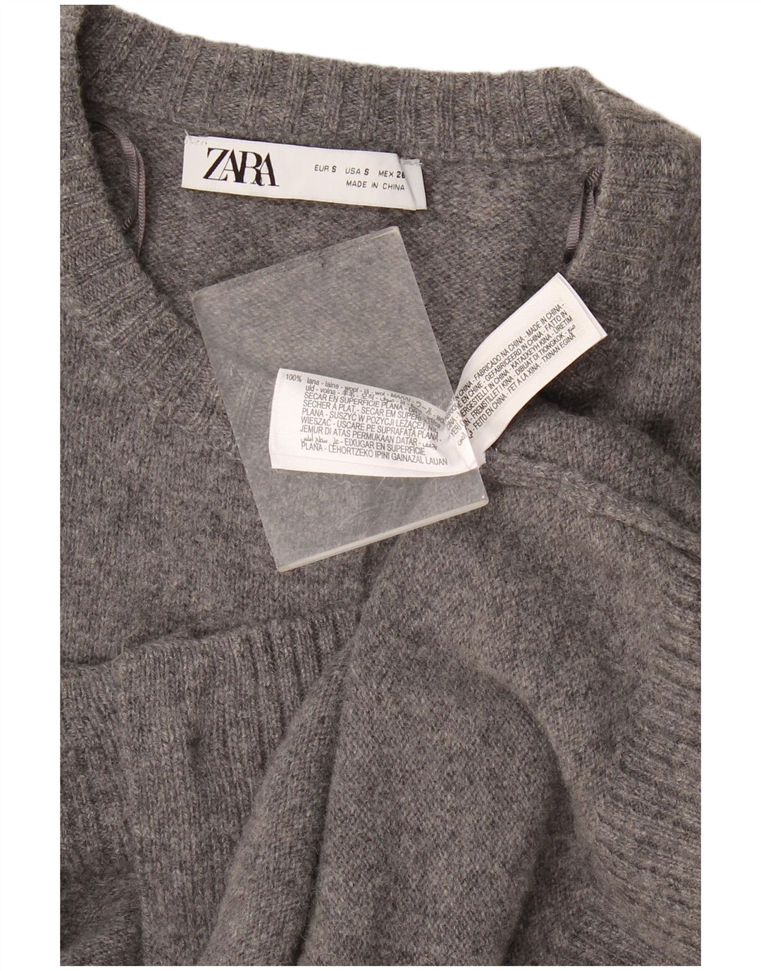 Zara Γυναικείο πουλόβερ ζακέτας UK 10 μικρών γκρι μαλλί
