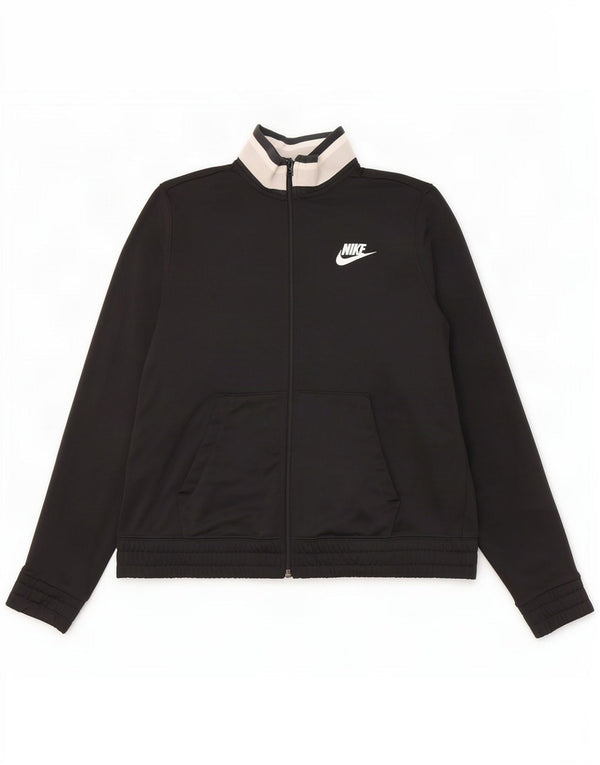 Nike Womens Tracksuit Top Jacket UK 14 Medium Black Colourblock Polyester