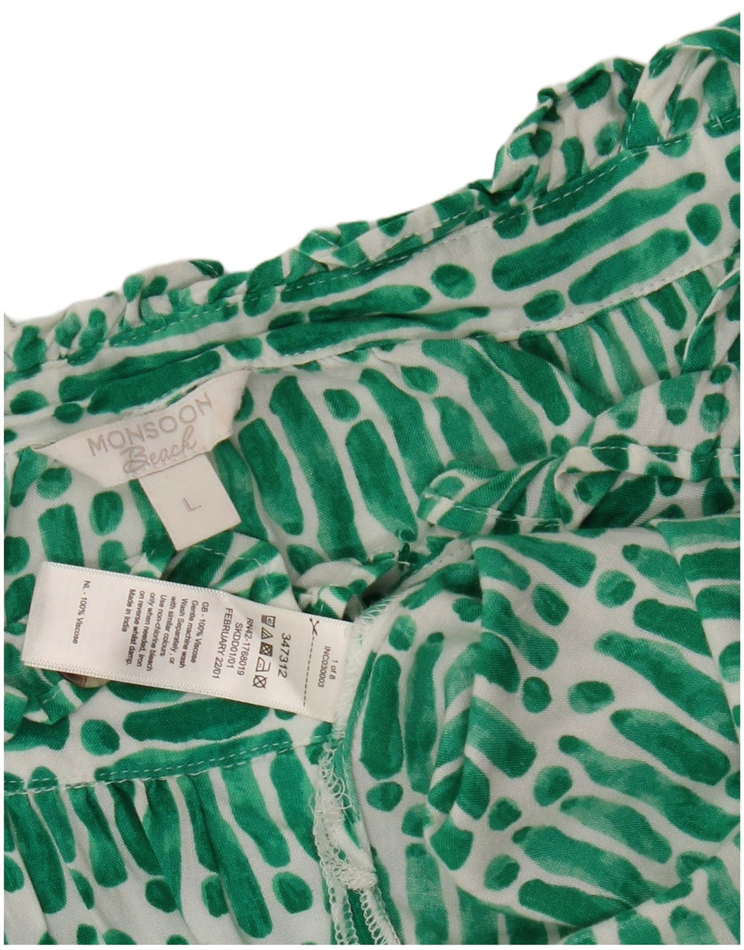 Γυναικείο πουκάμισο MONSOON Oversized Crop Μπλούζα UK 16 Large Green ριγέ