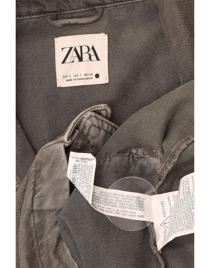 Zara Γυναικείο τζιν παλτό UK 10 Small Grey Cotton