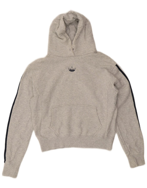 Γυναικεία Adidas Crop Hoodie Jumper UK 14 Medium Grey Cotton