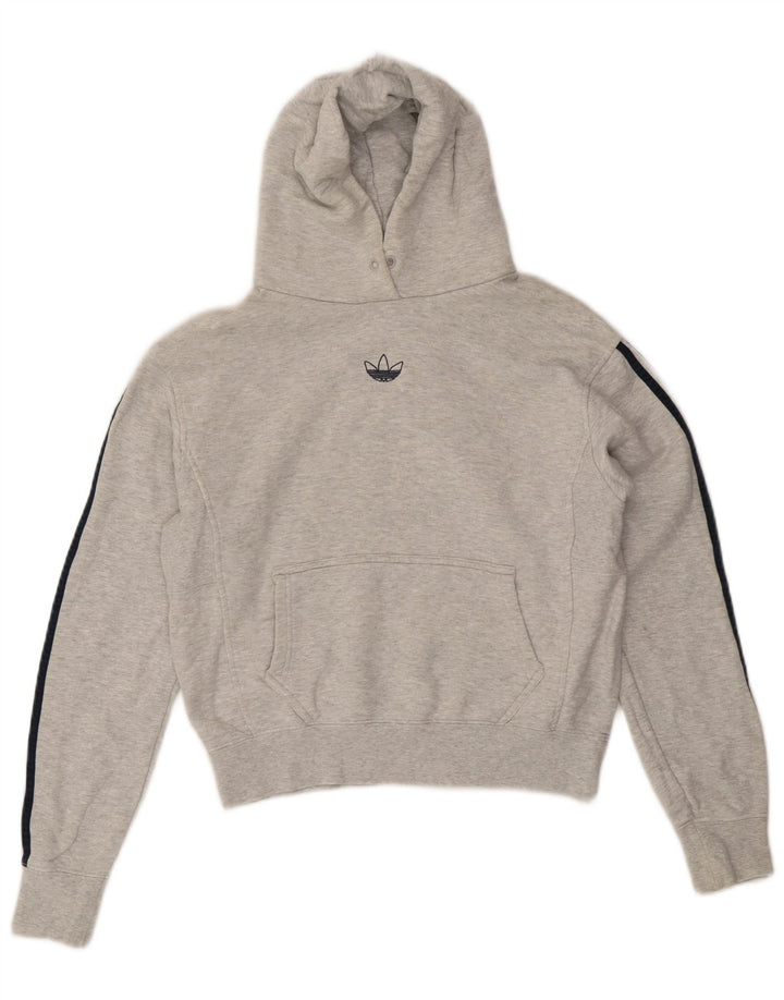 Γυναικεία Adidas Crop Hoodie Jumper UK 14 Medium Grey Cotton