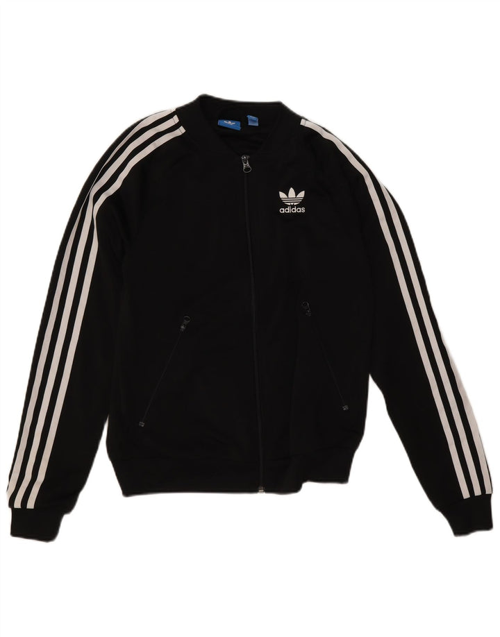 Γυναικεία αθλητική φόρμα γραφικών Adidas Top Jacket UK 6 XS Μαύρο Πολυεστέρας