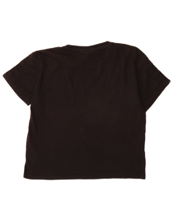 Fila Womens Graphic T-Shirt Top UK 14 Medium Black Colourblock Cotton