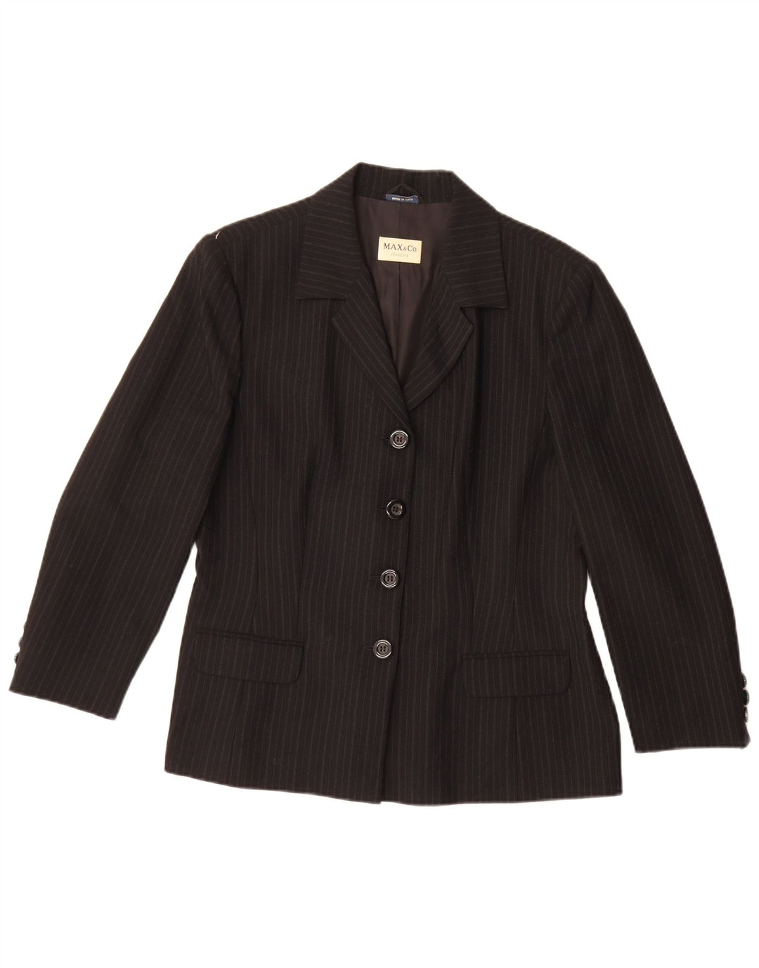 Max & Co. Γυναικείο μπουφάν blazer UK 16 μεγάλο μαύρο ριγέ μαλλί