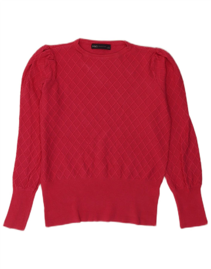 Marks & Spencer Γυναικείο πουλόβερ με κανονική εφαρμογή Crew Neck Jumper UK 8 Small Red