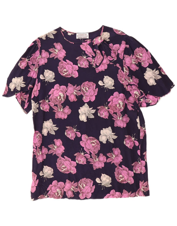 ELENA MIRO Γυναικεία παπιγιόν μπλούζα τοπ 20 2XL Navy Blue Floral