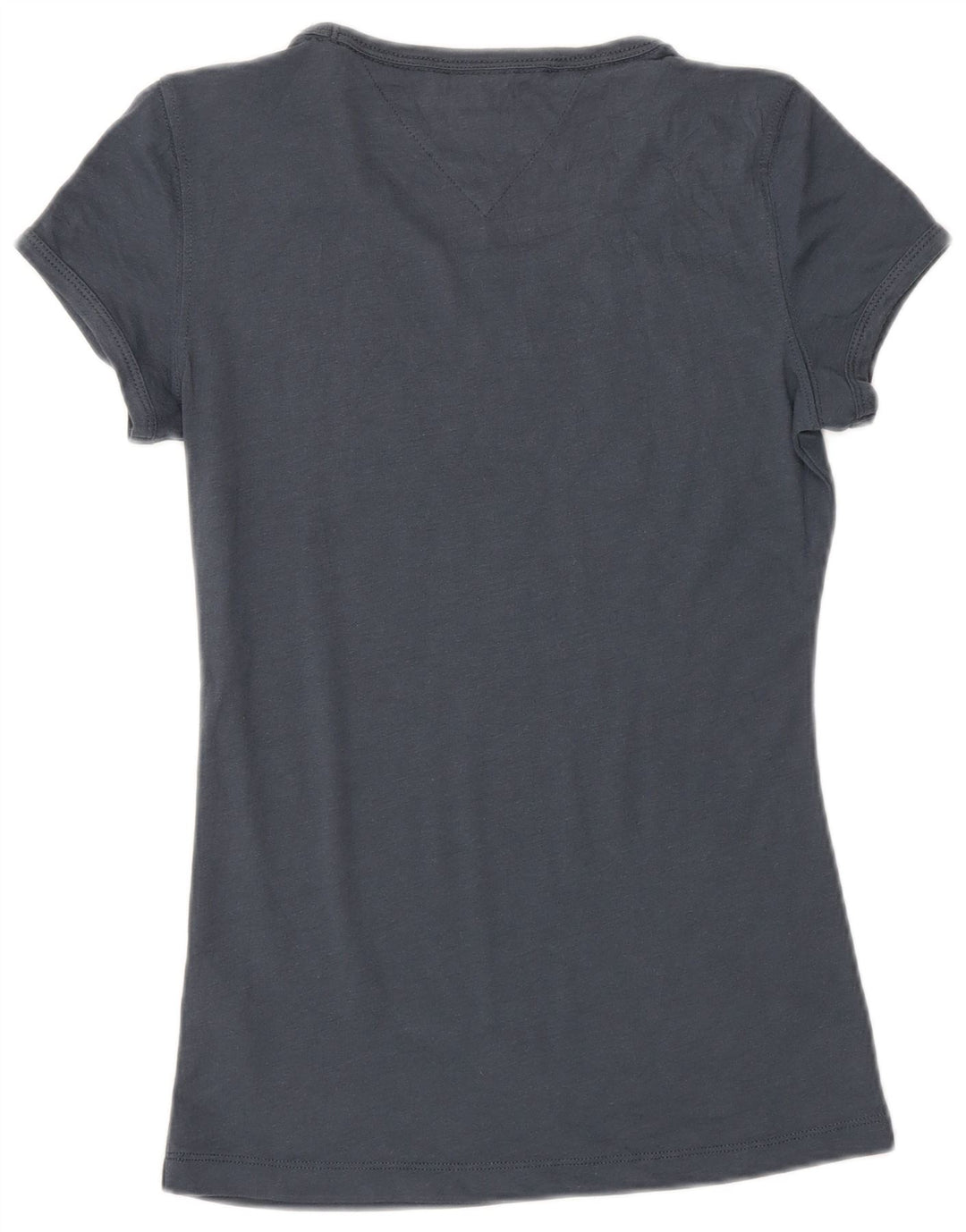 TOMMY HILFIGER Womens Graphic T-Shirt Top UK 10 Small Navy Blue Polyester Vintage Tommy Hilfiger and Second-Hand Tommy Hilfiger from Messina Hembry 