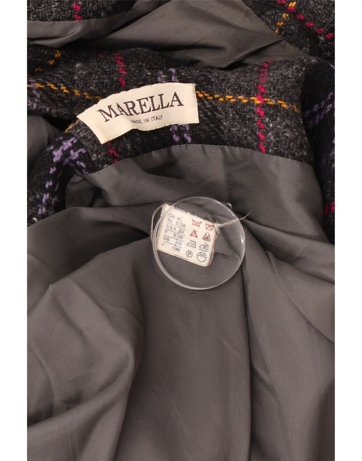 Marella Γυναικείο παλτό με διπλό στήθος UK 10 Small Grey Check