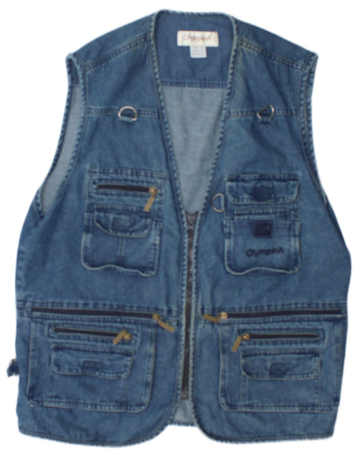 Olympia Mens Denim Utility Gilet UK 38 Medium Blue Cotton