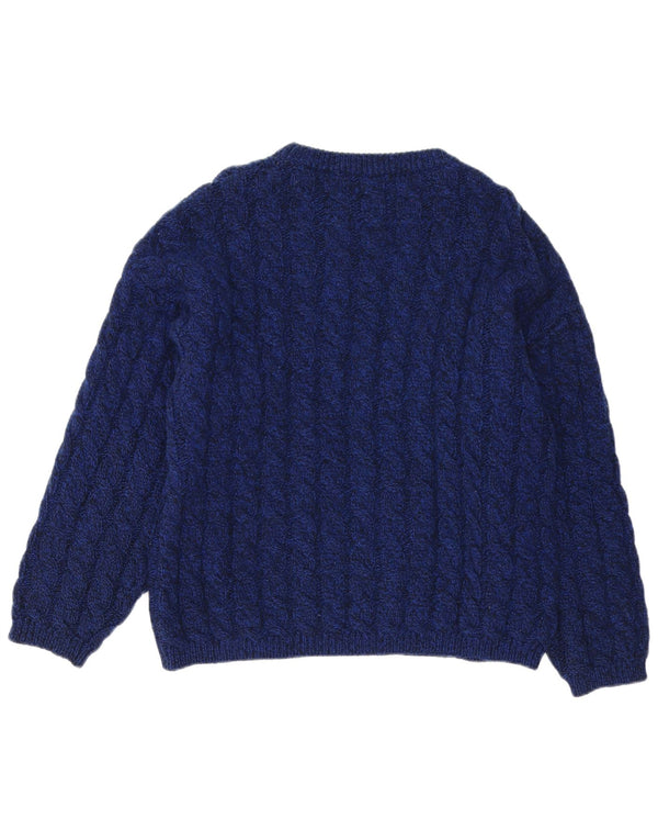 Ανδρικό πουλόβερ Benetton Boat Neck Jumper IT 50 Medium Navy Blue Virgin Wool