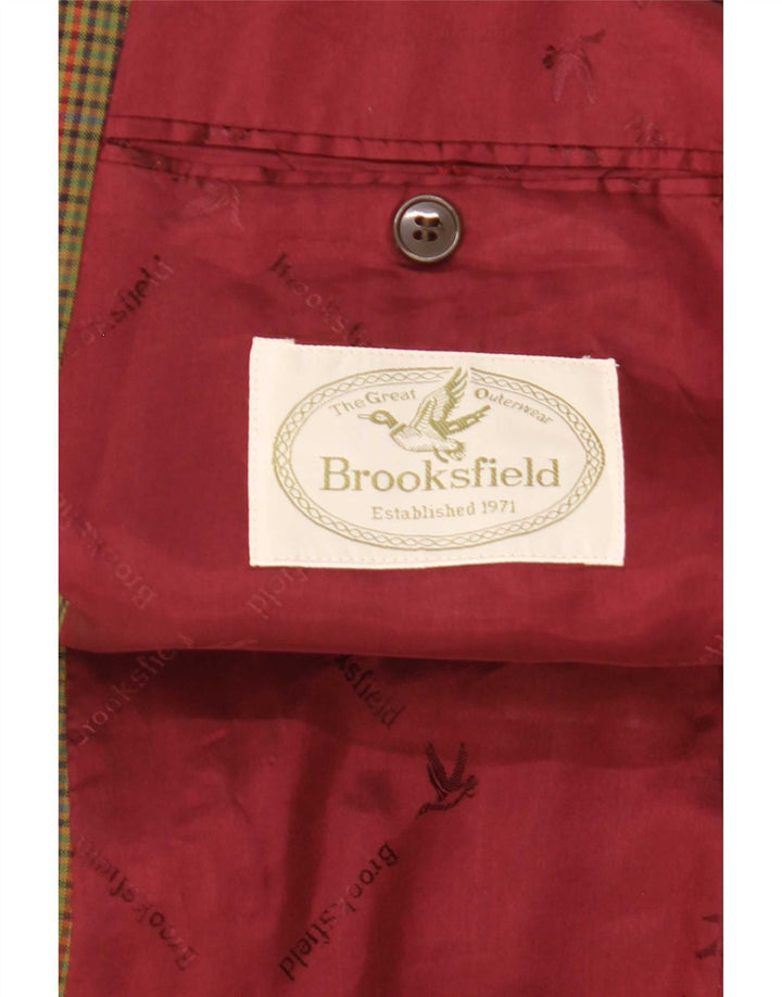 Ανδρικό μπουφάν μπλέιζερ Brooksfield με 2 κουμπιά IT 52 XL Πράσινο μαλλί Gingham