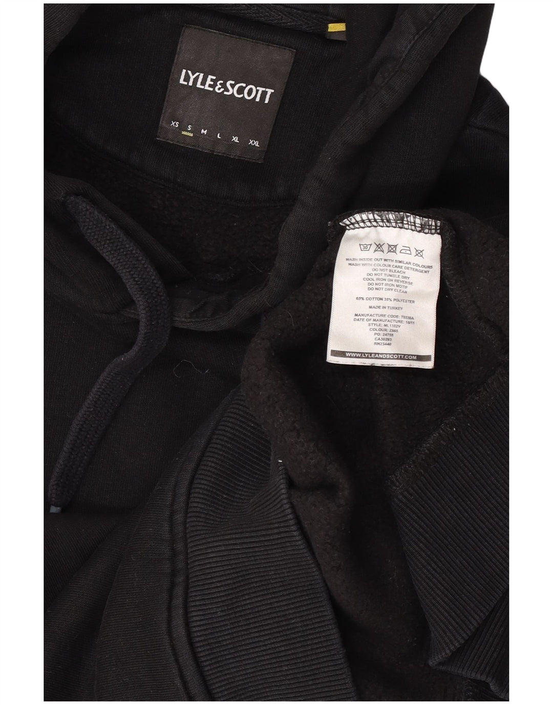 Lyle & Scott Ανδρικά φούτερ με κουκούλα, μικρό μαύρο βαμβακερό