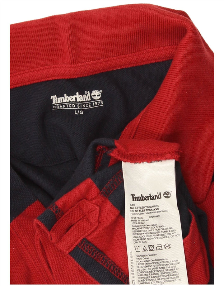 Ανδρικό πουκάμισο πόλο Timberland μεγάλο κόκκινο ριγέ βαμβακερό