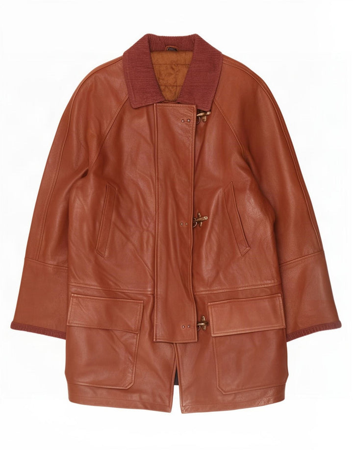 Giamax Γυναικείο Duffle Δερμάτινο Παλτό IT 50 2XL Καφέ