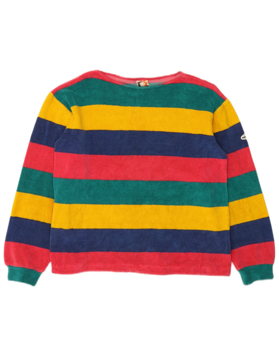 Vintage γυναικείο φλις jumper IT 44 μεσαίο πολύχρωμο βαμβακερό ριγέ