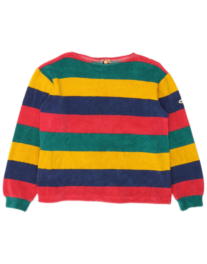 Vintage γυναικείο φλις jumper IT 44 μεσαίο πολύχρωμο βαμβακερό ριγέ