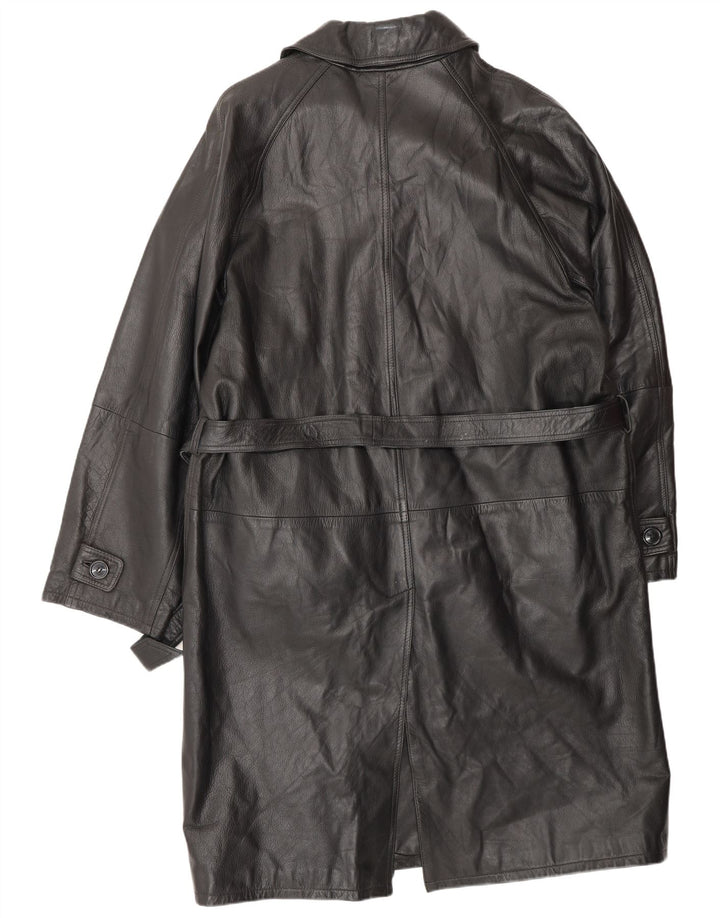 VINTAGE Ανδρικό Δερμάτινο Παλτό IT 52 XL Μαύρο Δερμάτινο