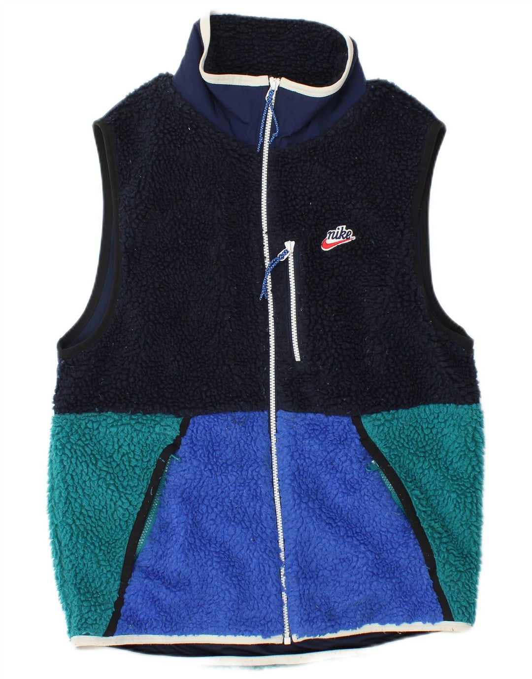 NIKE Mens Fleece Gilet UK 36 Small Navy Blue Colorblock Πολυεστέρας Sports