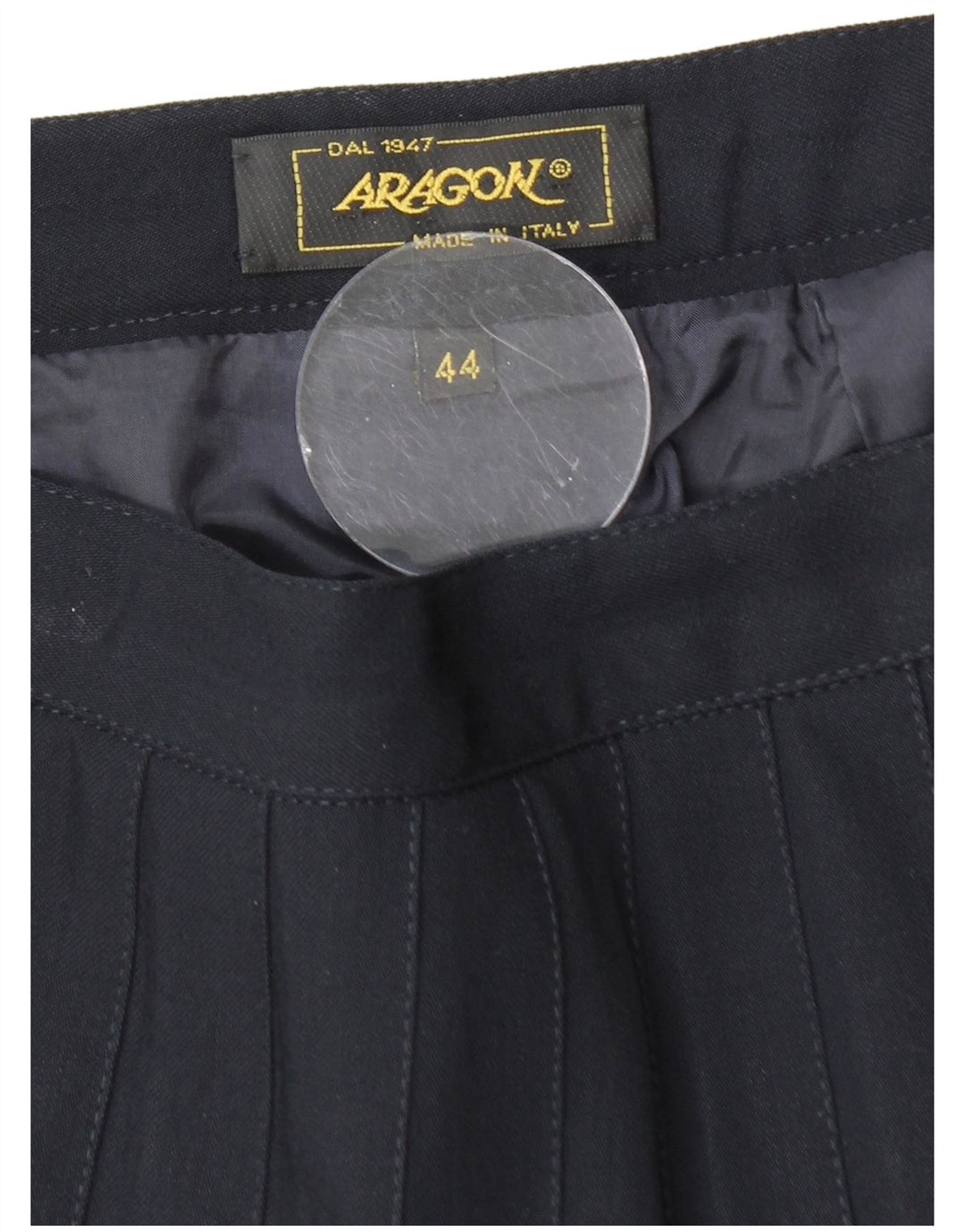 VINTAGE Γυναικεία πλισέ φούστα IT 44 Medium W28 Navy Blue Virgin Wool