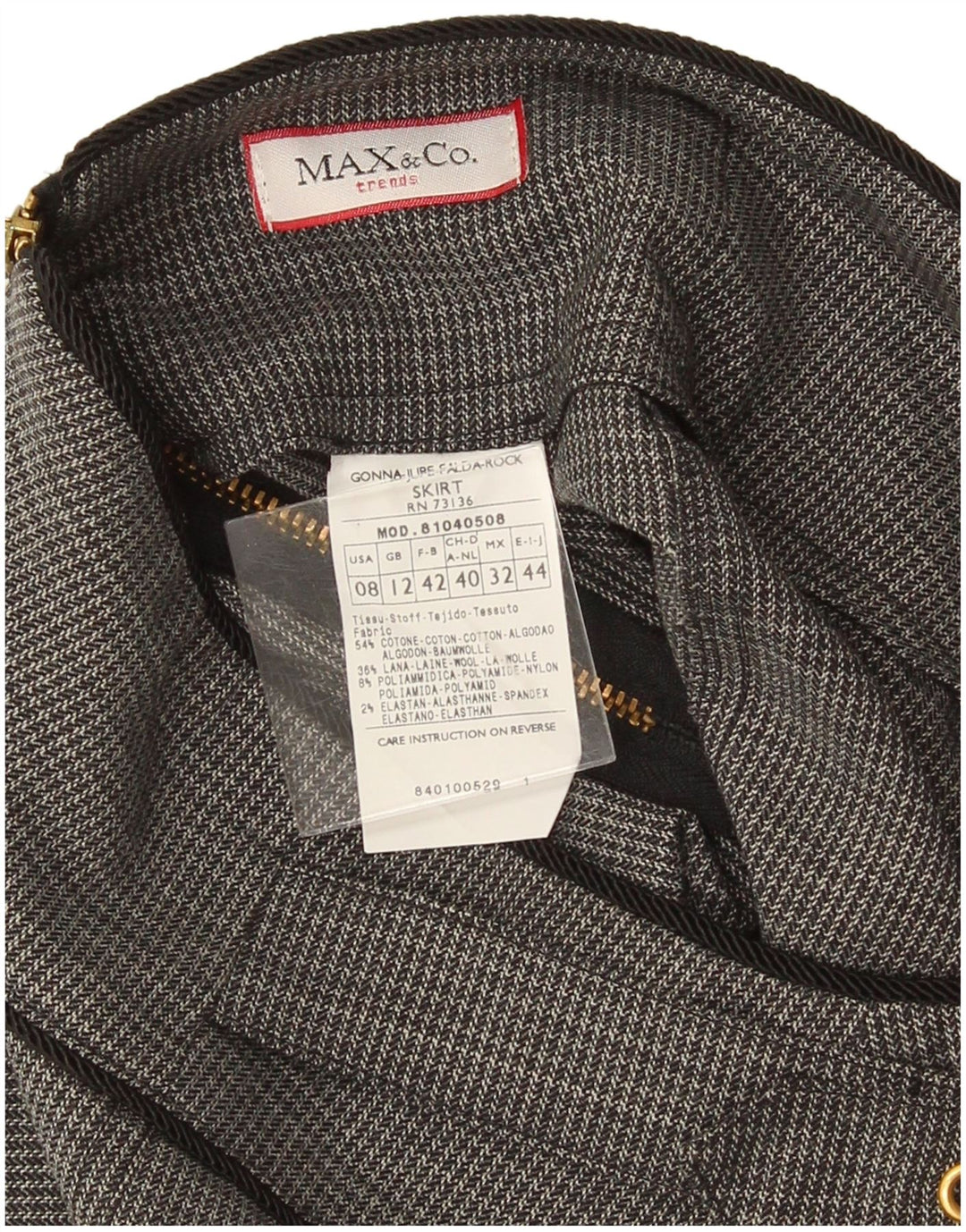 Max & Co. Γυναικεία ίσια φούστα UK 12 Medium W32 Γκρι βαμβακερό Houndstooth