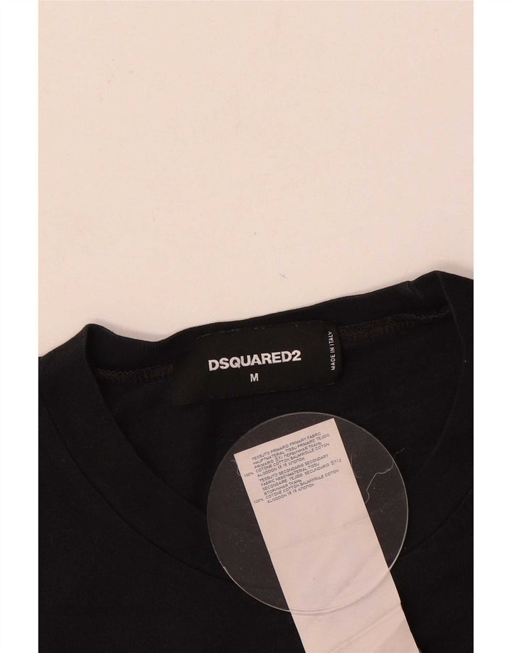 Ανδρικό γραφικό T-Shirt Dsquared2 Top Μεσαίο μαύρο βαμβακερό