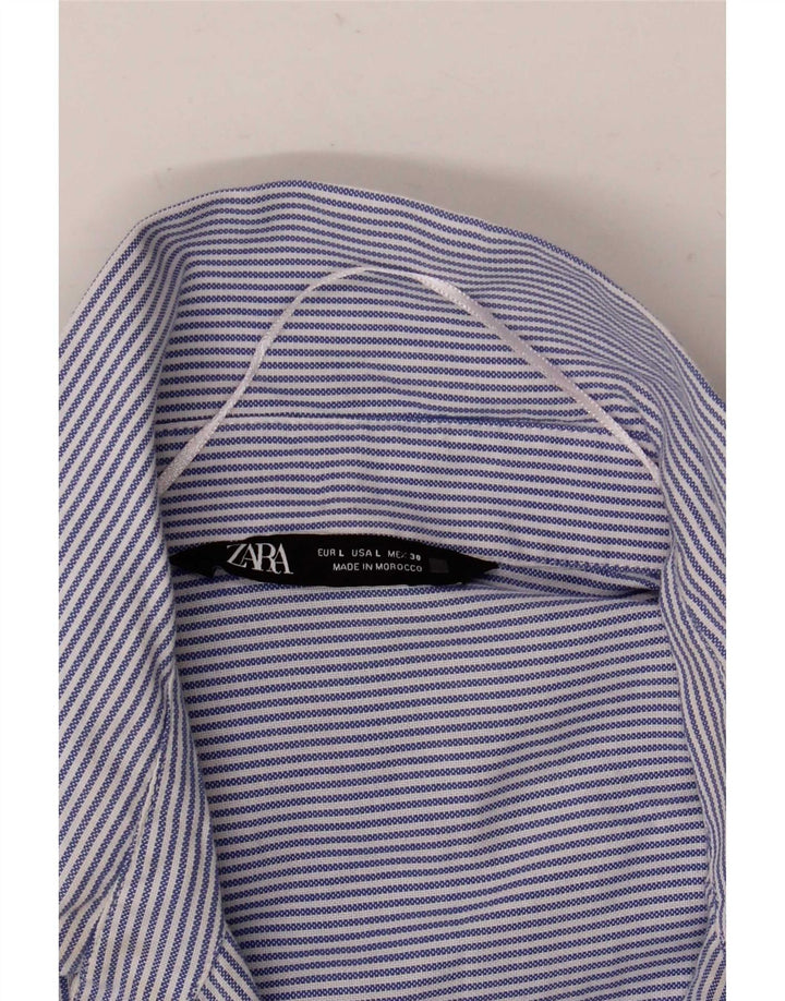 Zara Γυναικείο πουκάμισο Oversized UK 16 Large Blue Pinstripe