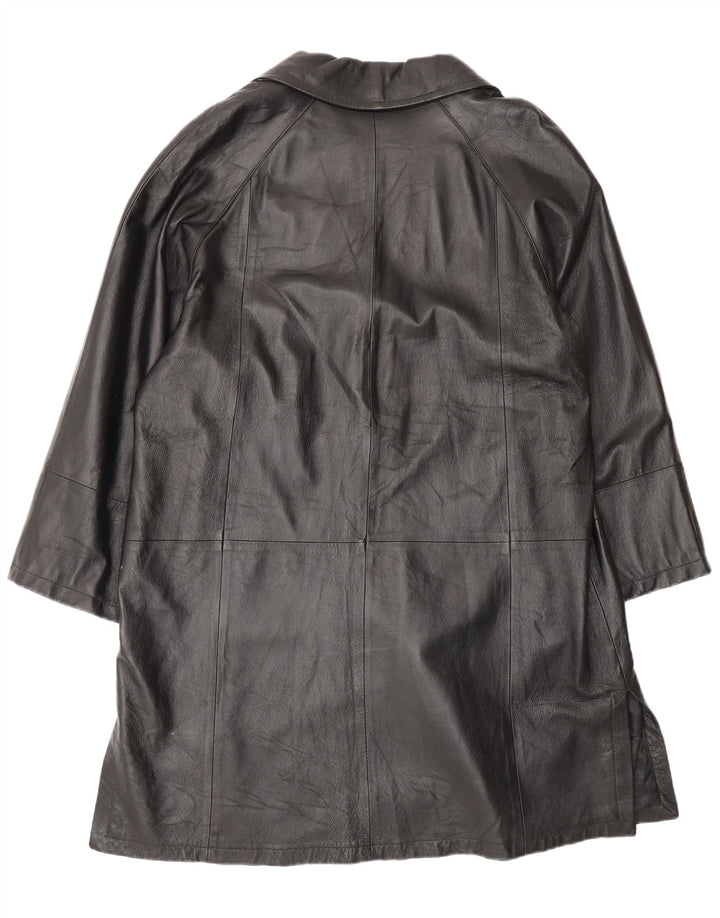 Vintage Γυναικείο Oversized Δερμάτινο Παλτό IT 50 XL Μαύρο Δερμάτινο