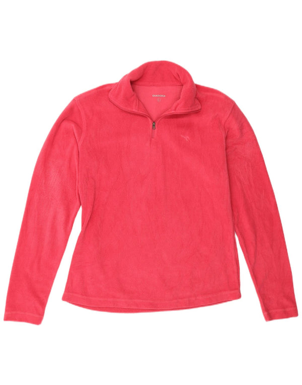 Diadora γυναικείο φερμουάρ με λαιμόκοψη Fleece UK 16 μεγάλο ροζ πολυεστέρας
