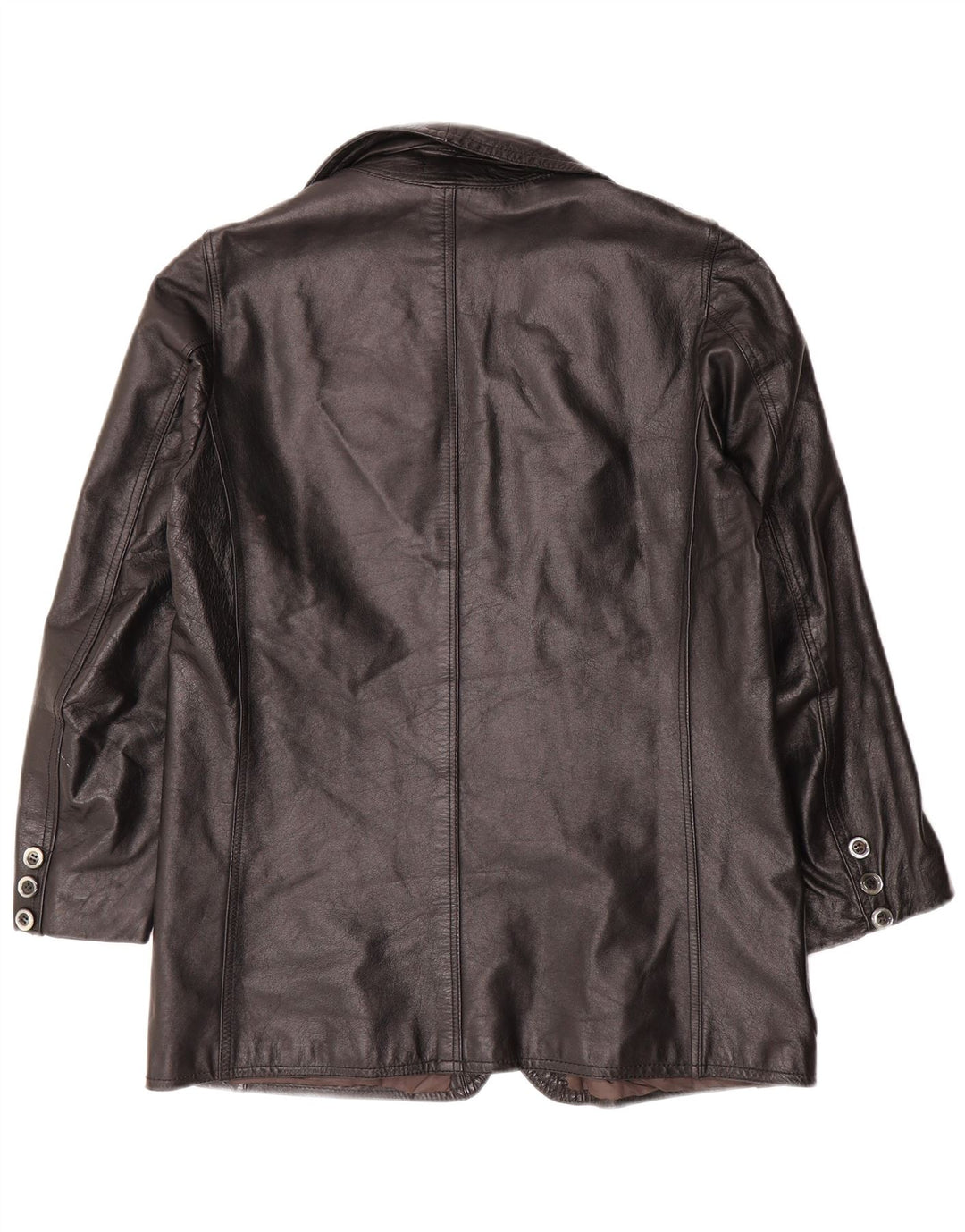 Vintage Γυναικείο Δερμάτινο Μπουφάν UK 14 Large Μαύρο με 2 Κουμπιά