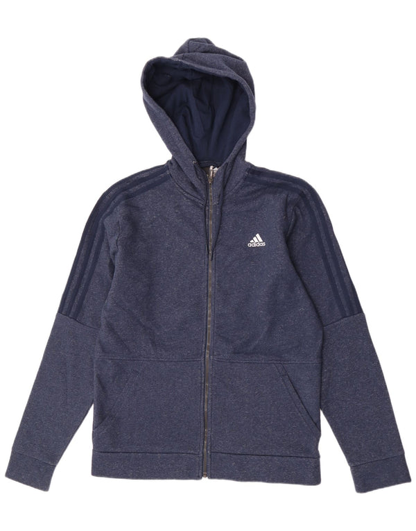 Adidas Mens Zip Hoodie Sweater Large Navy Blue Cotton