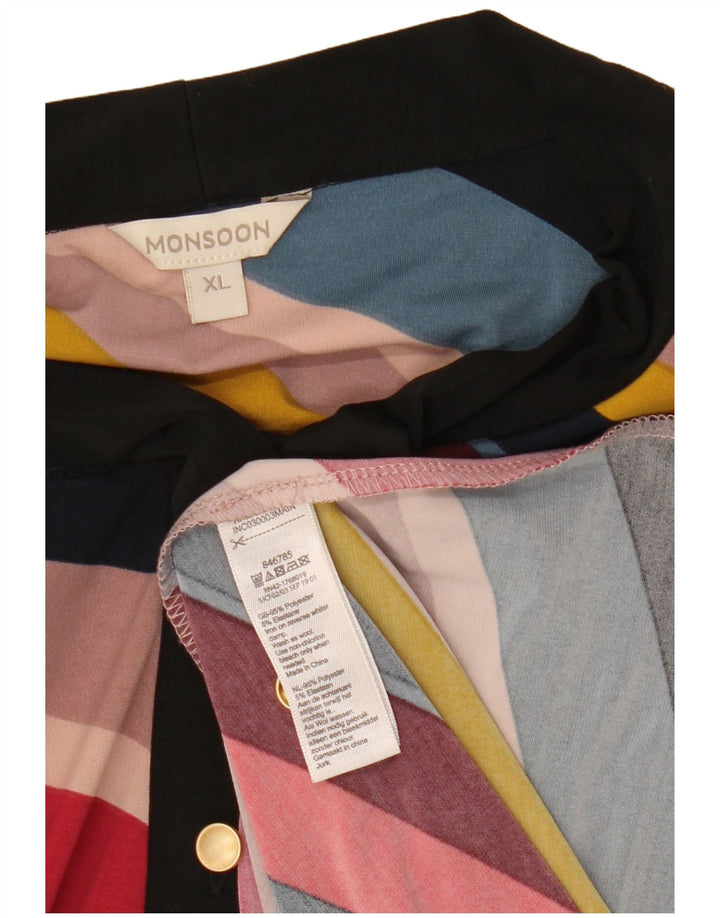 MONSOON Γυναικείο Μάξι Φόρεμα Γραβάτα μπροστά UK 18 XL Πολύχρωμο ριγέ