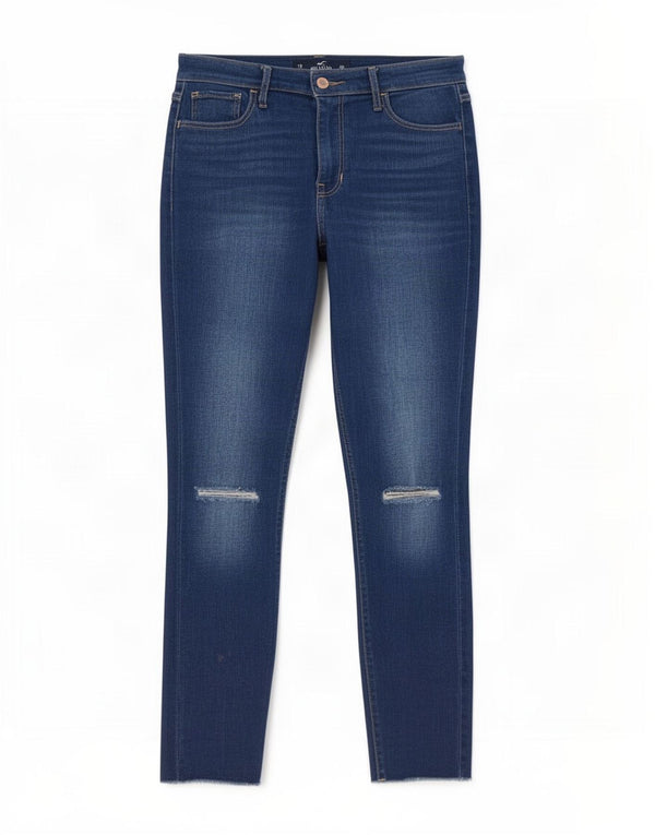 Γυναικεία Hollister Crop Distressed Skinny Jeans US 7 Medium W28 L26 Blue