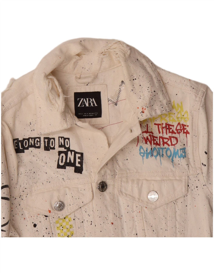 Zara Ανδρικό τζιν μπουφάν UK 36 Small White Flecked Cotton