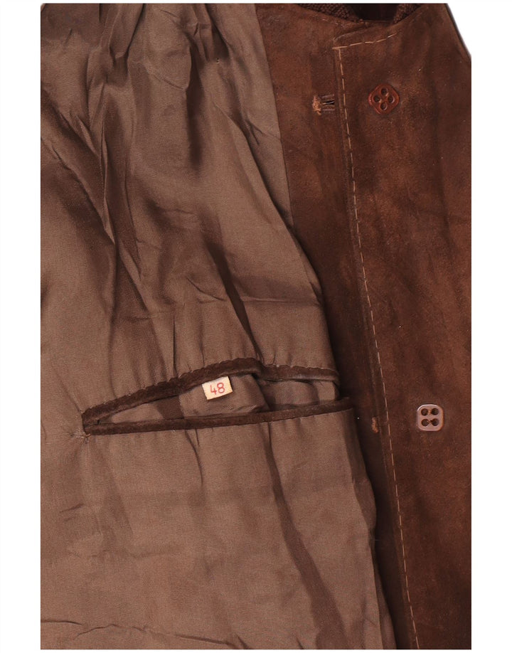 Vintage Ανδρικό Suede Bomber Jacket IT 48 Medium Brown