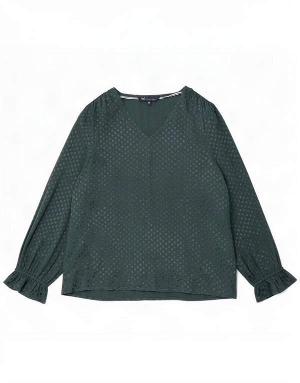 Crew Clothing Γυναικεία μακρυμάνικη μπλούζα μπλούζα UK 12 Μεσαία Πράσινη Πουά