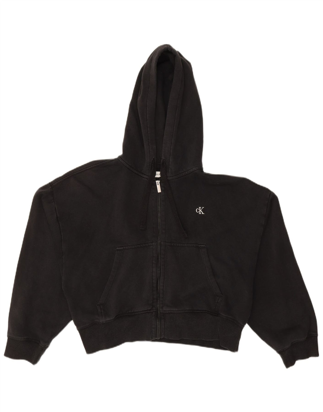 Calvin Klein Jeans Γυναικείο πουλόβερ με κουκούλα με φερμουάρ UK 14 μεσαίο μαύρο