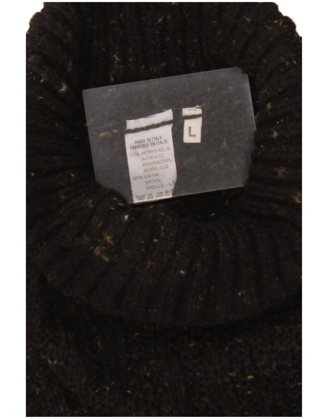 Ανδρικό πουλόβερ με ρολό λαιμόκοψη VINTAGE Μεγάλο μαύρο ακρυλικό