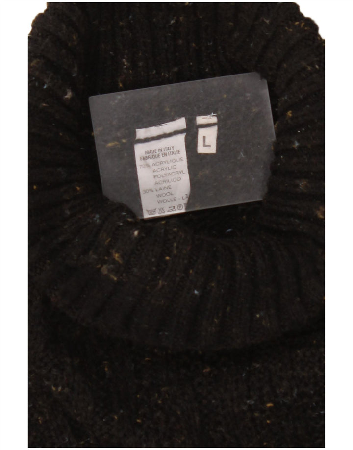 Ανδρικό πουλόβερ με ρολό λαιμόκοψη VINTAGE Μεγάλο μαύρο ακρυλικό