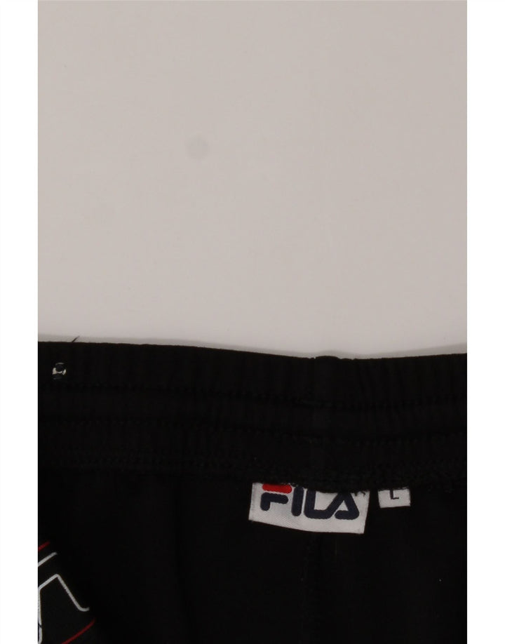 FILA Mens Graphic Tracksuit Trousers Large  Black Polyester Vintage Fila and Second-Hand Fila from Messina Hembry 