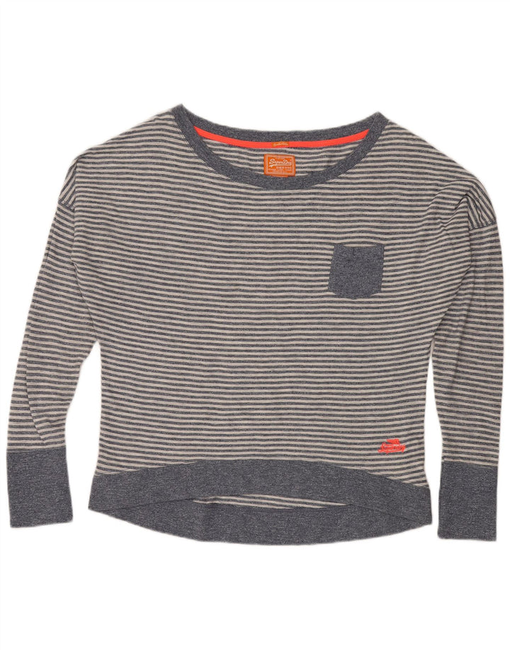 Superdry Γυναικεία Μπλούζα Oversized Μπλούζα UK 16 Μεγάλο Βαμβακερό μπλε ριγέ